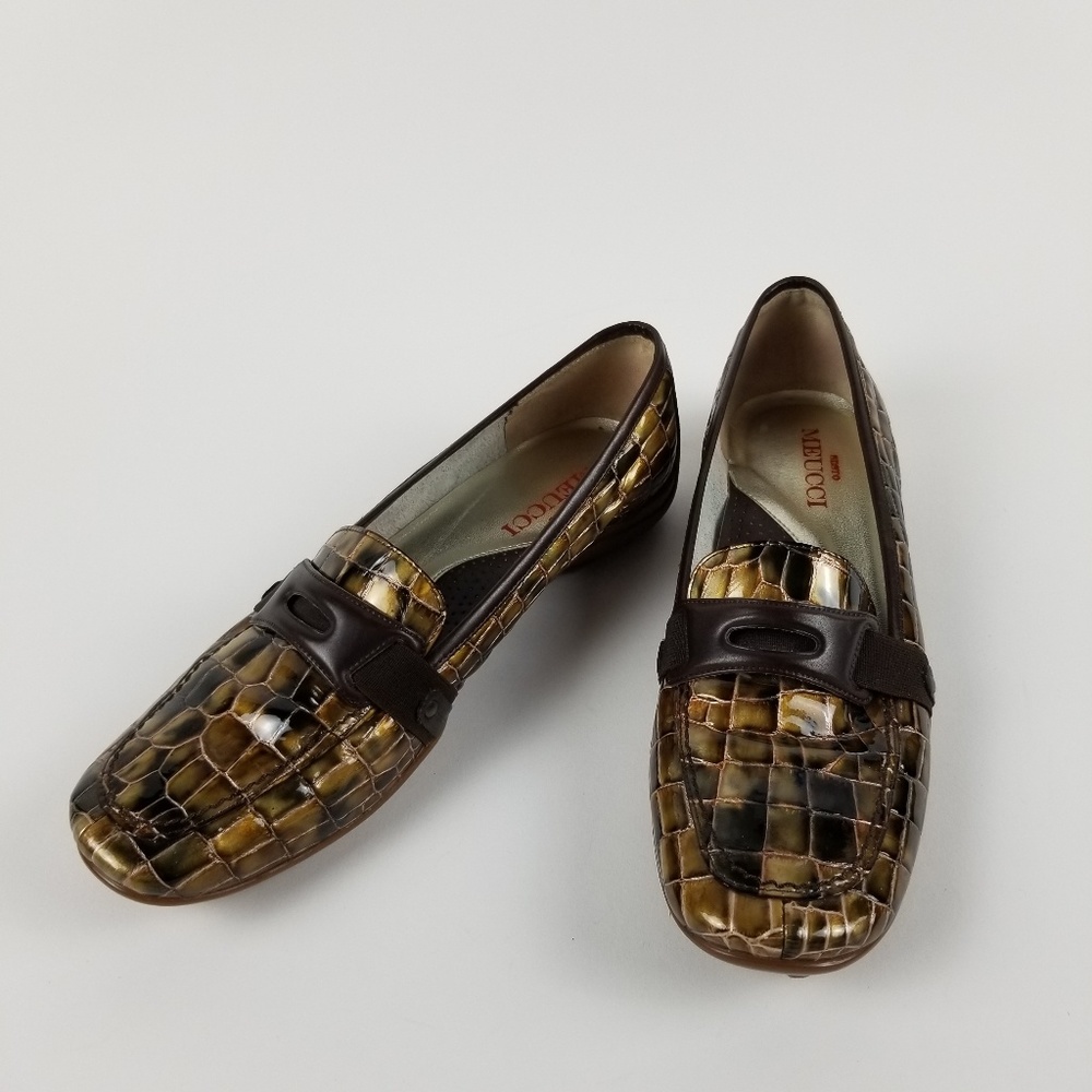 Sesto Meucci Croc Print Patent Leather Loafers